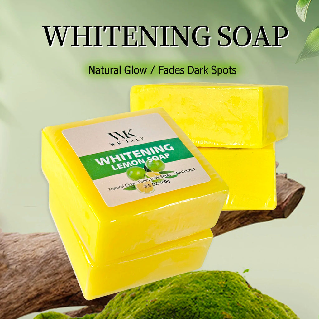 WK JALY Whitening Lemon Soap, Natural Glow, Fade Dark Spots, Moisturized, With Glutathione, Shea Butter Oil, For Face And Body